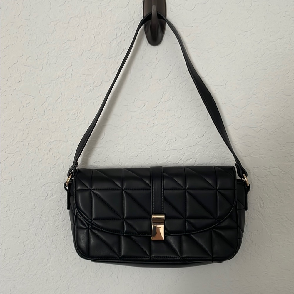 Topshop Faux Leather Black Quilted Bag